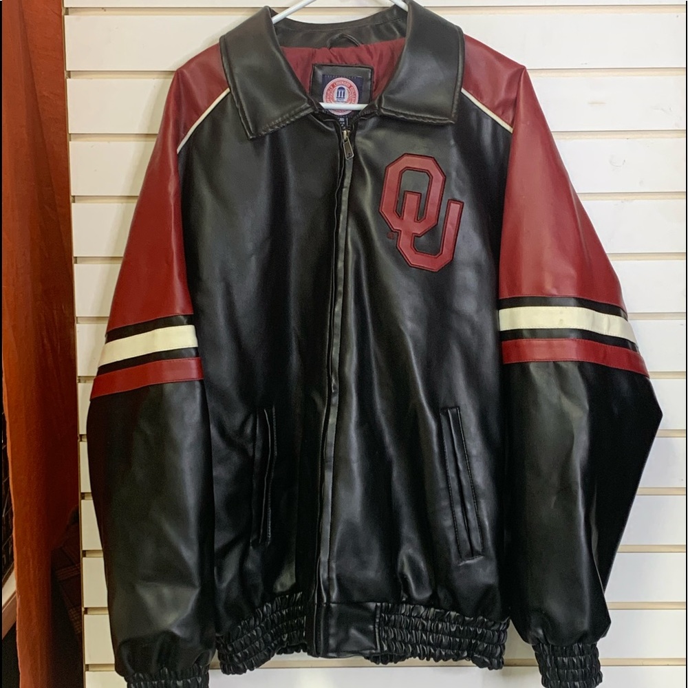 🏈 Officially collegiate products OU leather jacket mens size XL